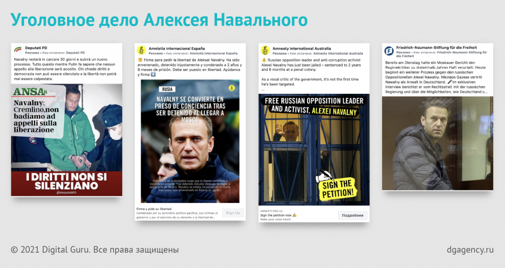 Рекламные креативы на тему уголовного дела Навального