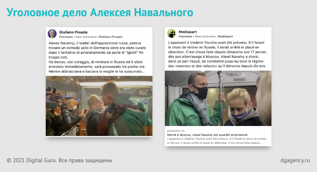 Рекламные креативы на тему уголовного дела Навального