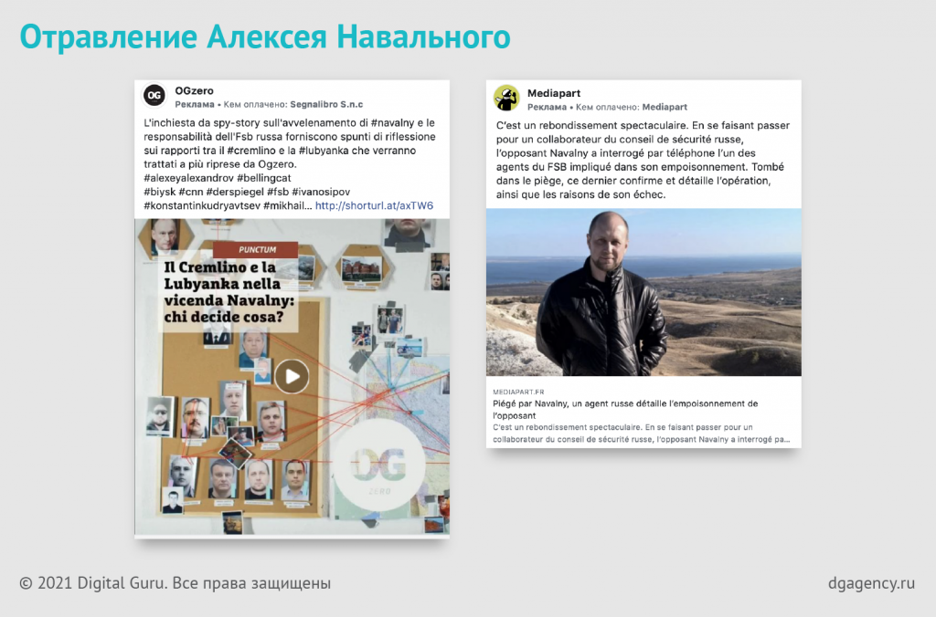 Рекламные креативы на тему отравления Навального