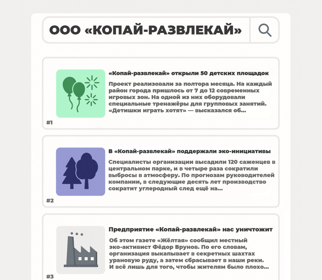 Пример выдачи поисковых систем